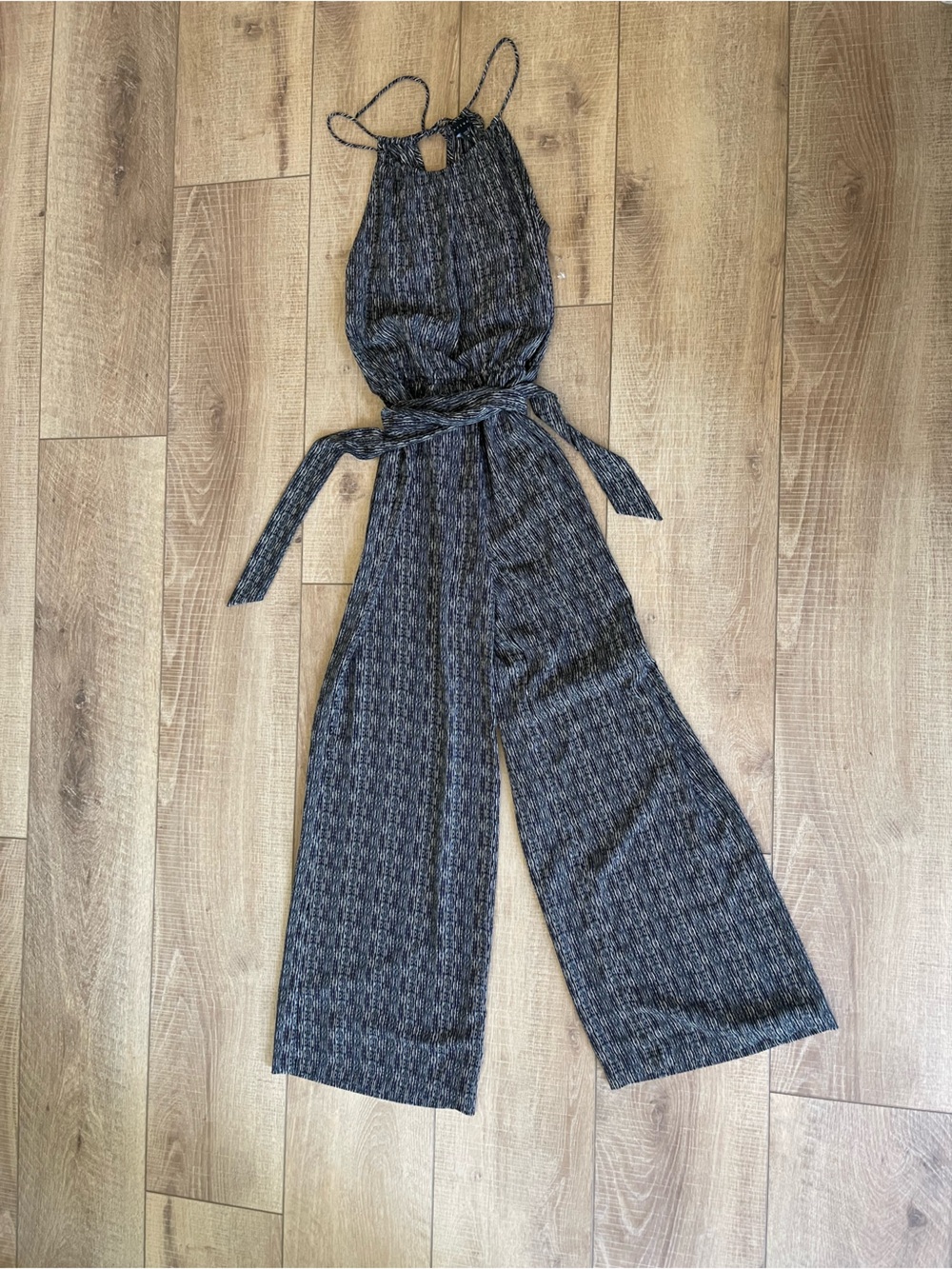 Sanctuary Black Heather Wide-Leg Knit Jumpsuit with Tie Waist